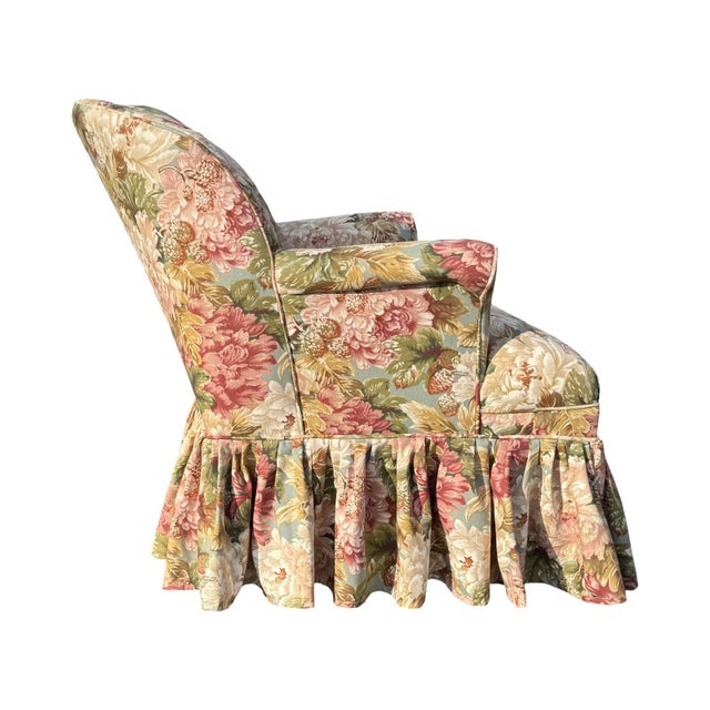 1990s Petit Floral Boudoir Chair For Sale - Image 5 of 5