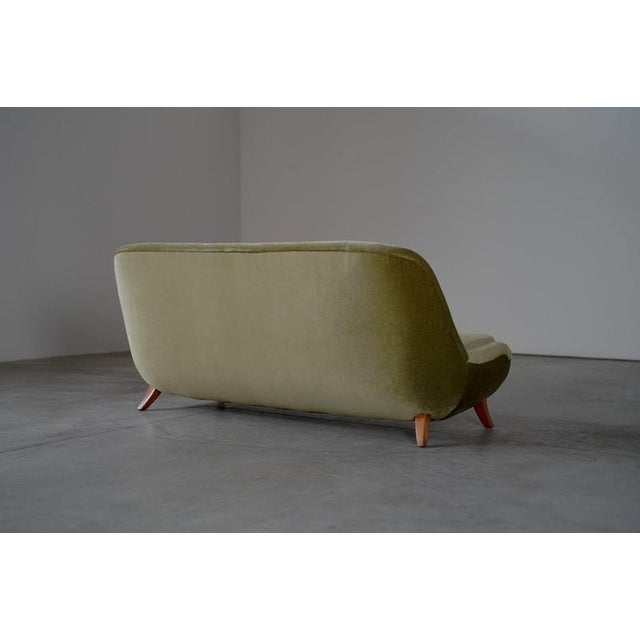 Green Vintage Danish Sofa in Green Velvet, 1950s For Sale - Image 8 of 9