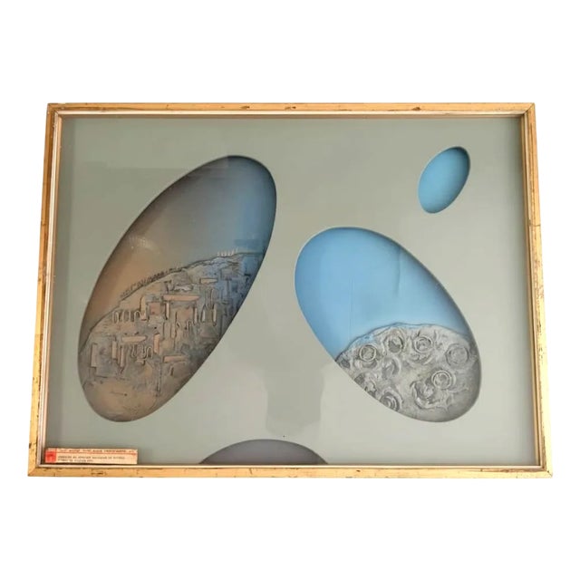 Mario Salmaso, Uomo-Domani, 1971, Oil, Wood, Earthenware, and Molded Glass, Framed For Sale