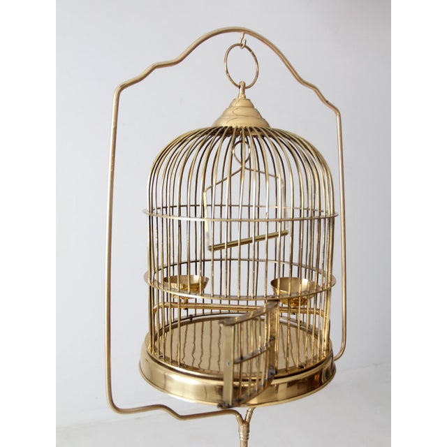 Brass Vintage Brass Bird Cage With Stand For Sale - Image 8 of 12