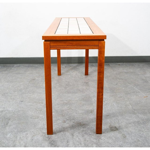Mid Century Danish Modern End Table Side Entryway Console Wide Tile Teak Wood For Sale - Image 4 of 12