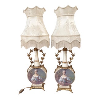 Napoleon III Glass and Bronze Lamps, Set of 2 For Sale