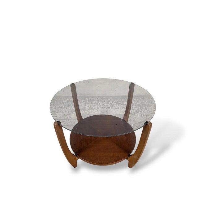 1960s Mid-Century Round Smoked Glass and Teak Coffee Table, 1960s For Sale - Image 5 of 8