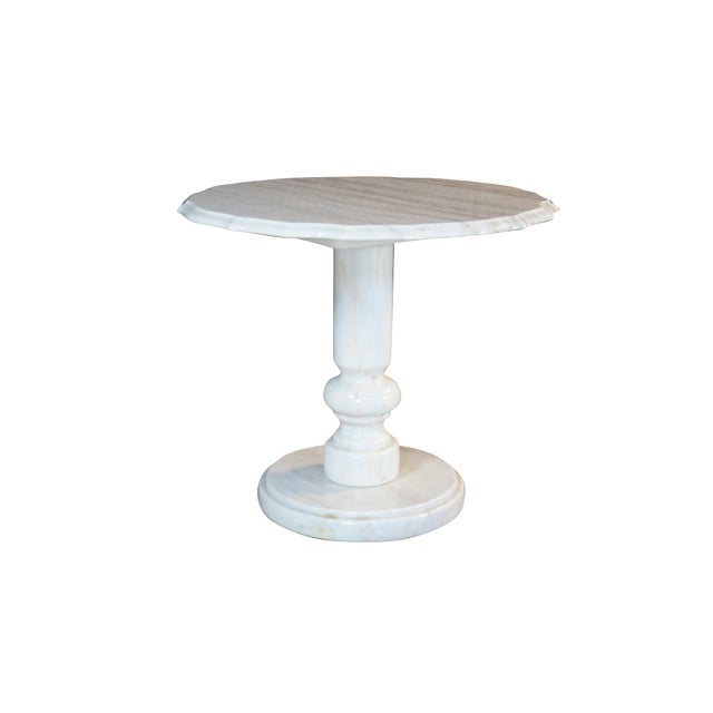Mid-Century Modern Mid Century Italian Marble Scalloped Pedestal Side Table Sculpture Stand For Sale - Image 3 of 16