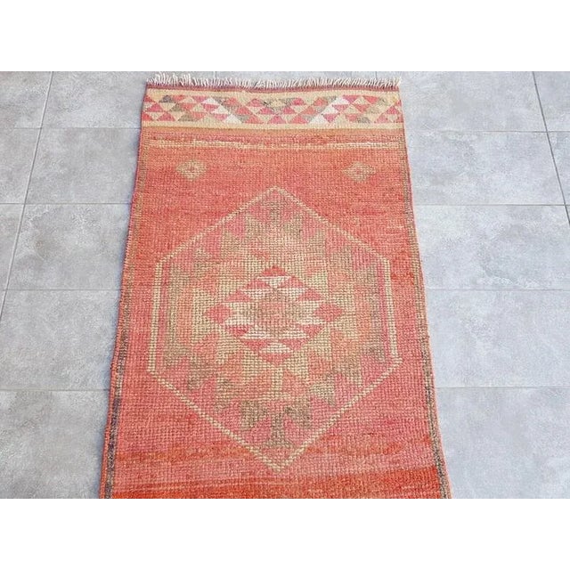 Orange 1960s Floral Design Oushak Anatolian Runner For Sale - Image 8 of 10
