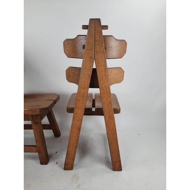 Brutalist Oak Dining Chairs, 1980s, Set of 2 For Sale - Image 6 of 9