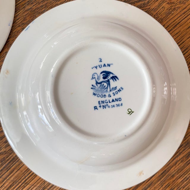 Antique Blue and White Wood and Sons Made in England Bowls "Yuan" Pattern Set of 3 For Sale In Sacramento - Image 6 of 10