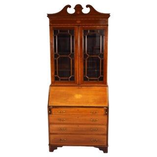 Edwardian Bureau with Bookcase in Mahogany, 1901 For Sale