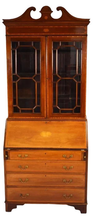 Edwardian Bureau with Bookcase in Mahogany, 1901