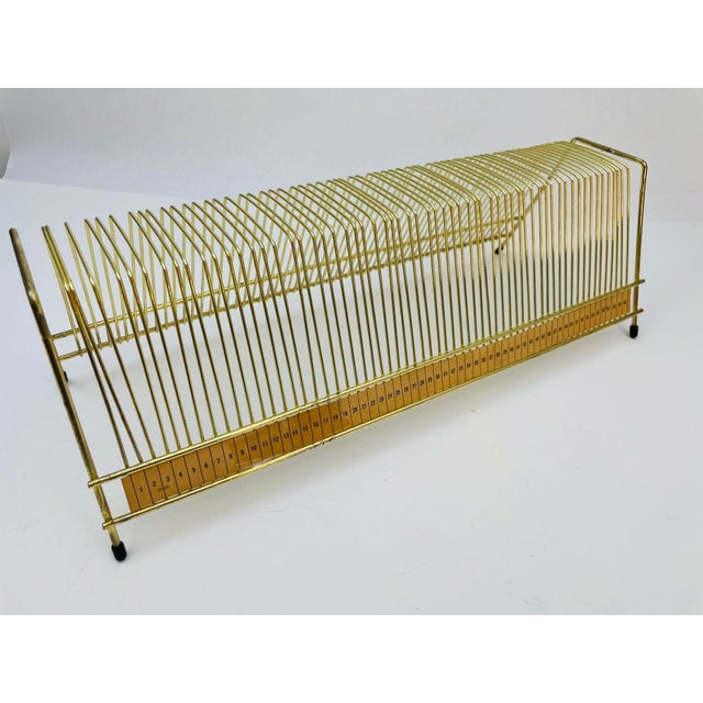 Vintage Wire Brass Record Rack Vinyl Record Storage 1950's | Chairish