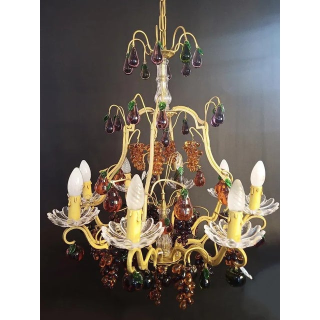 Blue Chandelier 8 Lights with Glass Fruits For Sale - Image 8 of 8