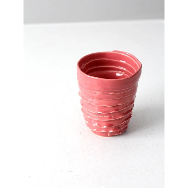 Vintage Studio Pottery Coil Vase Cachepot For Sale - Image 6 of 13