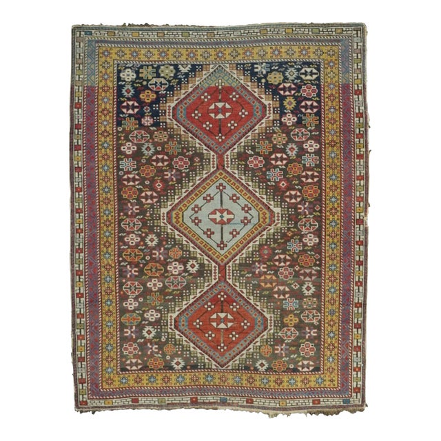 Antique Shirvan Rug 3'9'' x 4'11'' For Sale