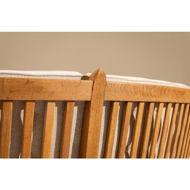 Curved Oak Sofa by Guillerme et Chambron, France, 1960s For Sale - Image 13 of 18