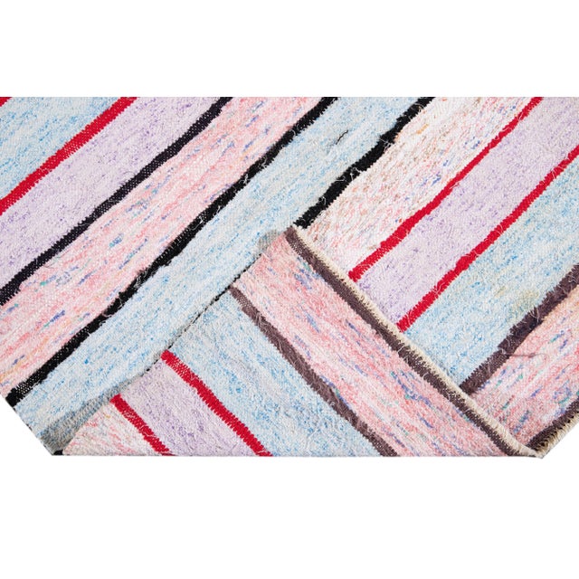 Mid-20th Century Stipe Vintage Kilim Rug 6 X 11 For Sale - Image 4 of 10