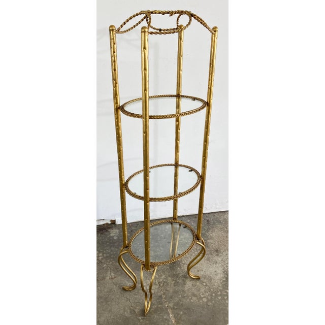 Traditional Vintage Italian Gold Gilt Rope 3 Tier Etagere Display For Sale - Image 3 of 10