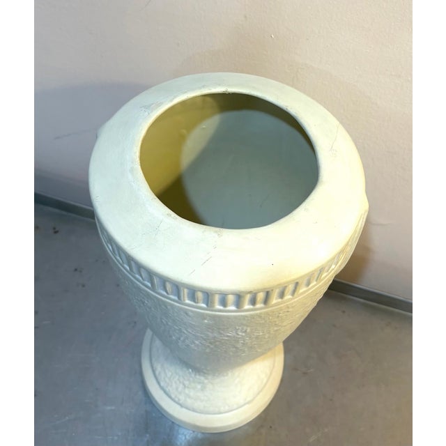 Cream Plaster Greek Key Vase For Sale - Image 4 of 4