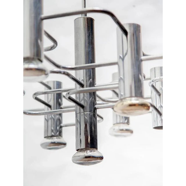 Silver Geometric Chrome Chandelier by Gaetano Sciolari, 1960s For Sale - Image 8 of 13