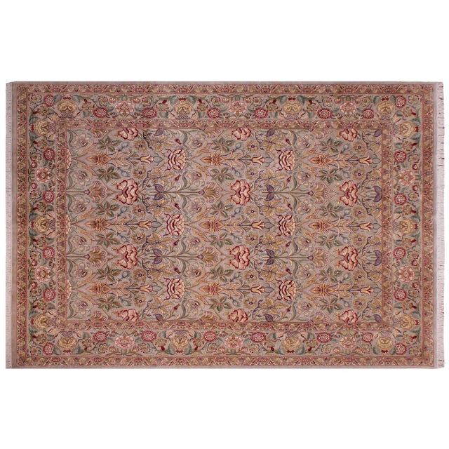 Gray Floral 1990's Pak-Persian Gray/Gray Wool Rug - 8'11'' X 12'6'' For Sale - Image 8 of 9