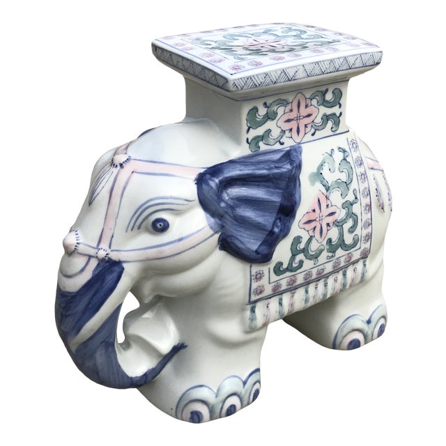 Hand Painted Ceramic Elephant Garden Stool Chairish