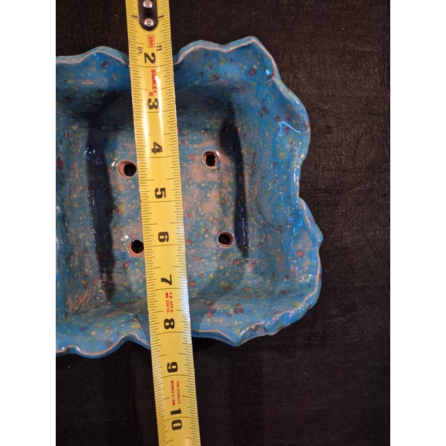 Ceramic Handmade Blue Glazed Bonsai Pot For Sale - Image 7 of 8