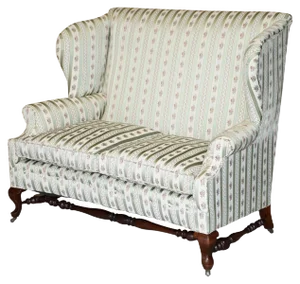 Victorian Ticking Fabric Upholstered Double Wingback Sofa Armchair from Howard & Sons