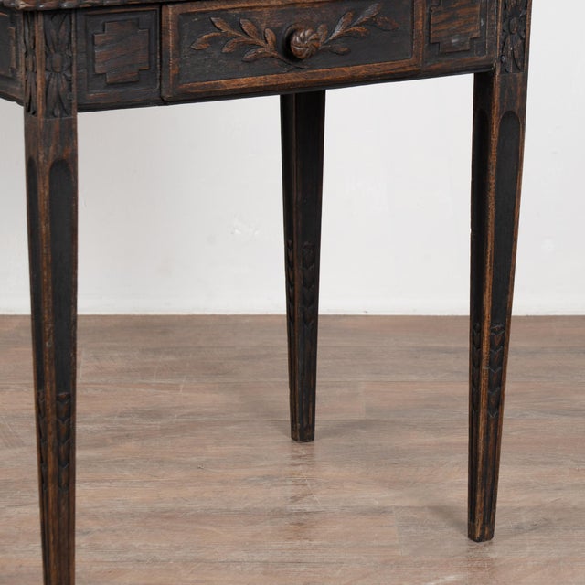 Early 19th Century Black Swedish Oak Side Table With Drawer For Sale - Image 13 of 16