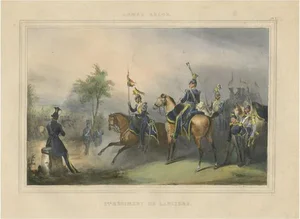 After Madou, Belgium Army Regiment Riding Horses, 1833, Hand-Colored Print