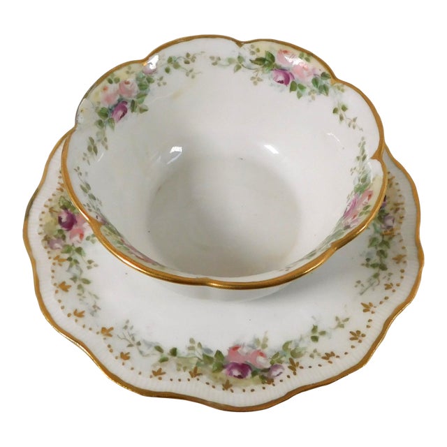 1940s Jean Pouyat Limoges Ramekin, Serving Dish, Fruit Bowl and Underplate For Sale