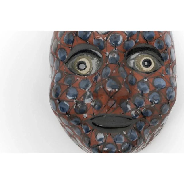 Mid-Century Modern Mid-Century Modern Handmade Wall Ceramic Mask by Dybdahl, 1960s For Sale - Image 3 of 8