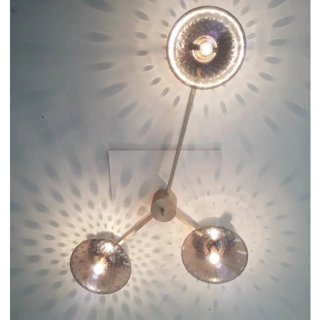 Mid-Century Modern Trio Satin Brass Smoky Bubbles Glass Flush Mount by Fabio Ltd For Sale - Image 3 of 9