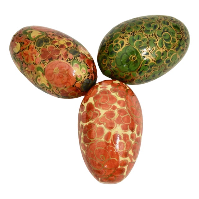 Hand Painted Decoupage Eggs – Set of 3 For Sale