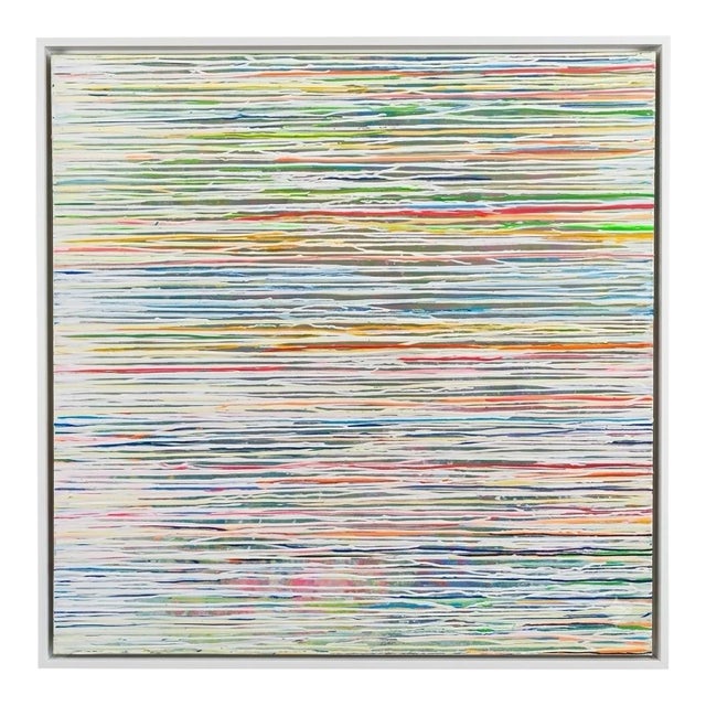 Modern Abstract Colorfield Painting on Canvas Framed 48” Square For Sale
