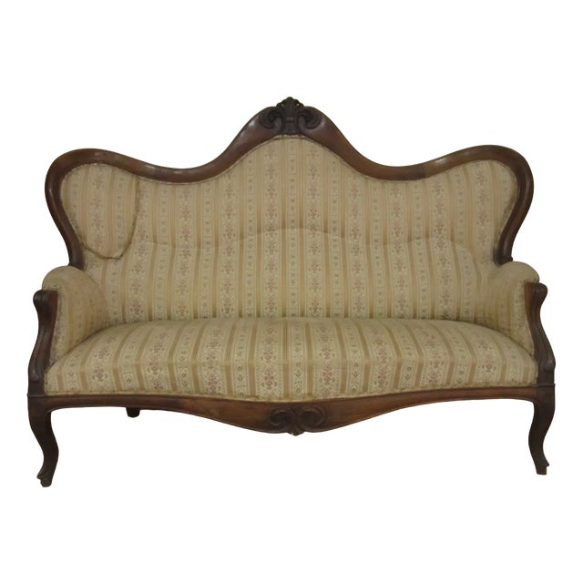 Antique Luigi Filippo Walnut Sofa For Sale