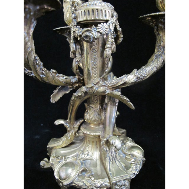 Metal Antique 19thc French Gilt Bronze Ornate Rococo Style Candelabra Candlestick Pair For Sale - Image 7 of 15