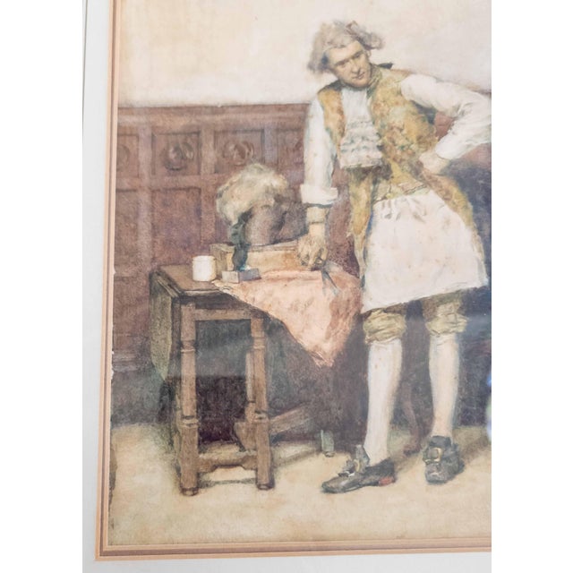 19th Century English Watercolor Painting of an 18th C. Interior Genre Scene For Sale - Image 11 of 14