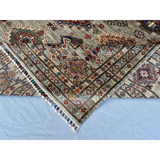 Hand-Knotted Afghan Kazak Wool Area Rug - 8'2" X 10' For Sale - Image 13 of 14