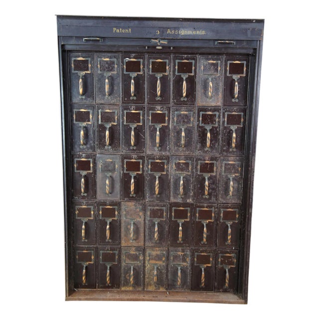 Antique NCR National Cash Register Industrial Iron Steel Patent File Cabinet For Sale