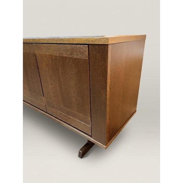 Wood Mid-Century Modern Danish Architectural Stained Oak Sideboard attributed to Skovby For Sale - Image 7 of 9
