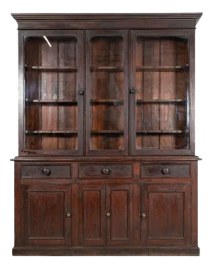 Large 19th Century English Glazed Pine Dresser