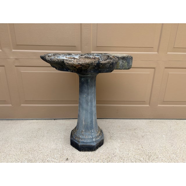 Vintage Grotto Style Cast Concrete Shell Birdbath For Sale - Image 10 of 12