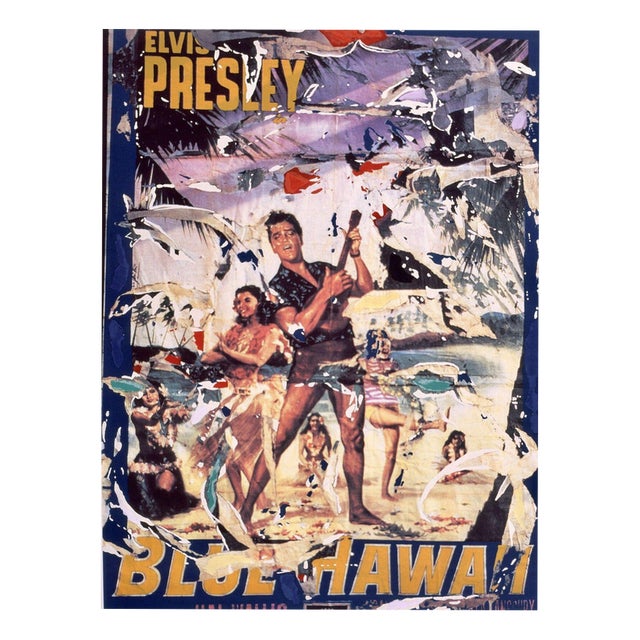 Mimmo Rotella, Blue Hawaii, 1997, Screenprint and Collage For Sale