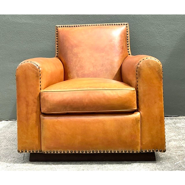 Vintage Ralph Lauren Nailhead Leather Club Chair For Sale - Image 9 of 12