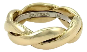 David Webb Braided 18k Two Tone Gold Band Ring, Size 6