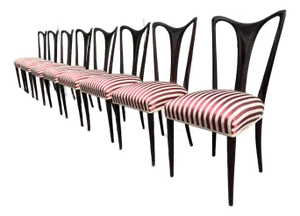 Set of Eight Dining Chairs Attributed to Osvaldo Borsani, Italy 1950s