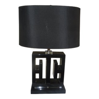 Late 20th Century Modern Lucite & Black Lacquered Lamp For Sale