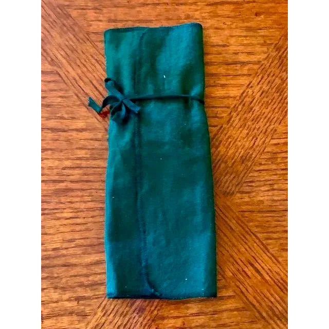 1970s Vintage Silver Plate Stamped Gumps Demitasse Coffee Spoons Set of 12 in 2 Felt Bags For Sale - Image 5 of 6