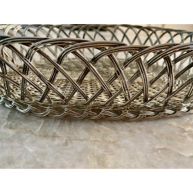 Silver Plate French Hotel Weaved Bread Basket For Sale In Miami - Image 6 of 7