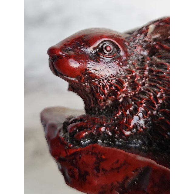 Mid 20th Century Mid 20th Century Red Boxwood Japanese Netsuke Rabbit For Sale - Image 5 of 10