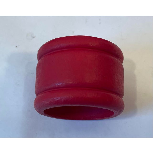 Vintage Red Wooden Napkin Rings - Set of 8 For Sale In Dallas - Image 6 of 6